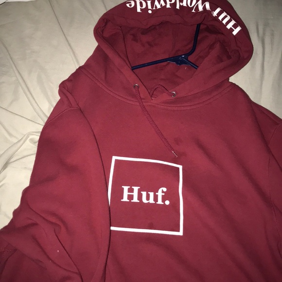 HUF Shirts | Huff Burgundy Fleece Hoodie | Poshmark